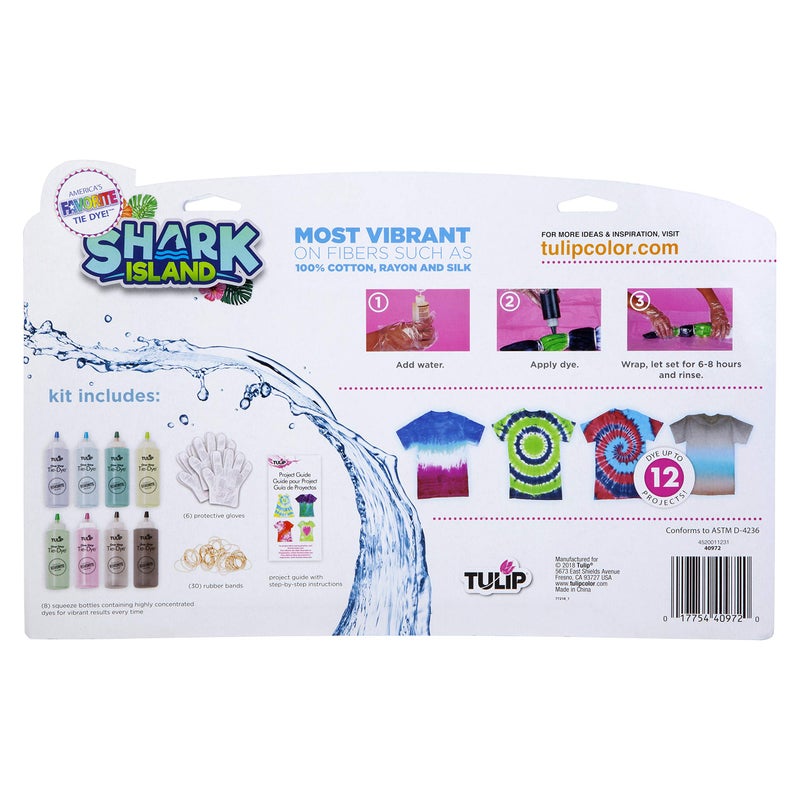 Tulip One-Step Tie-Dye Kit Shark Island Set, Easy for Beginner Skill Levels, 8 Easy Squeeze, Pre-Filled Bottles, Beachy Blue Colors - Image 2
